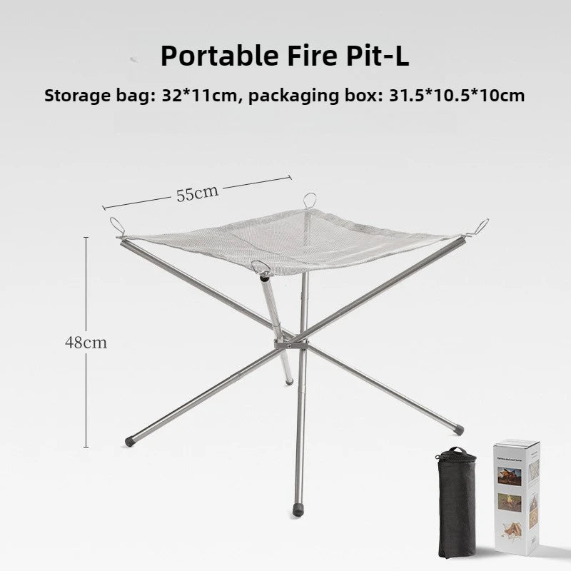NEW Set Portable Fire Pit Durable Outdoor Camping BBQ Mesh Fireplace Steel Backyard Rack Fire Quick Assembly Net Camping Grill Net