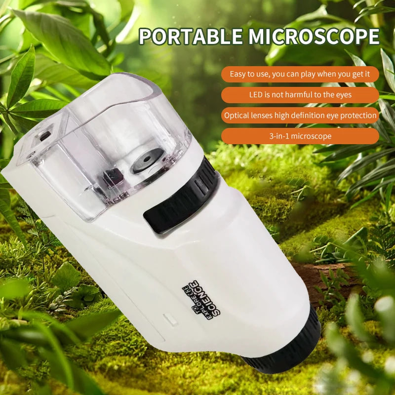Mini Pocket Microscope Kit 60 To120x Portable Laboratory Microscope With LED Light For Adults  Kids Science Experiment Utensils