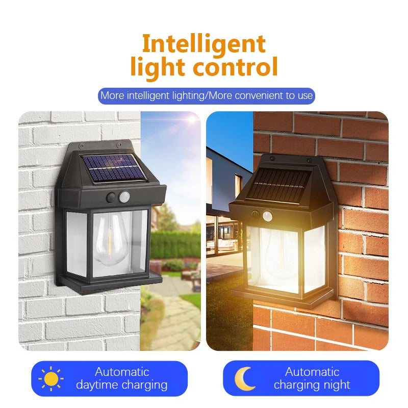 4 PCS Set LED Solar Tungsten  Light Outdoor IP65 Waterproof Lamp Motion Sensor Wall Lamp Garden Porch Path Courtyard Decoration Lighting