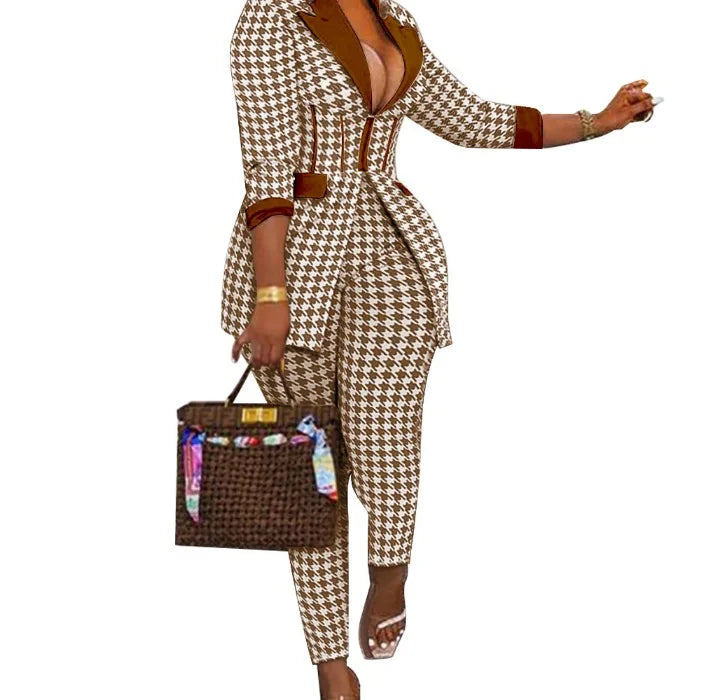 NEW Arrivals 2PCS Set 3 Colors Sexy Suit for Women Luxury Blazer + Pants Set  Long Sleeves Coats and Trousers Streetwear Female Autumn Winter Suit Ladies Luxury Fashion Clothing Supplies