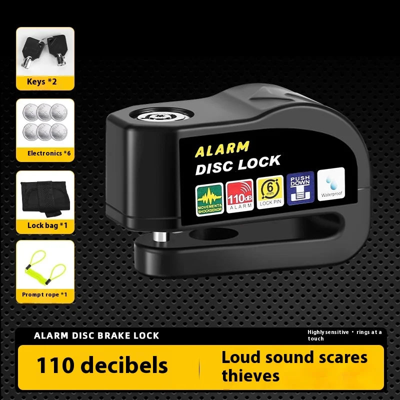 NEW Arrivals Blue/Black Color  Bicycle Motorcycle Scooter Electronic Alarm 110dB Lock Disc Brake Lock For Motorcycle Bicycle High Security Weatherproof Easy To Use