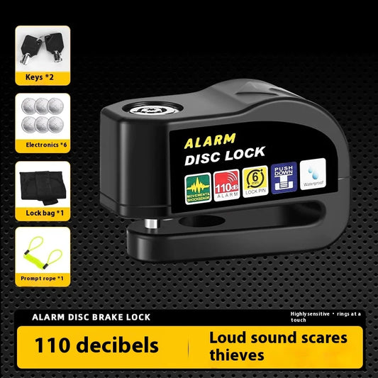 NEW Arrivals Blue/Black Color  Bicycle Motorcycle Scooter Electronic Alarm 110dB Lock Disc Brake Lock For Motorcycle Bicycle High Security Weatherproof Easy To Use