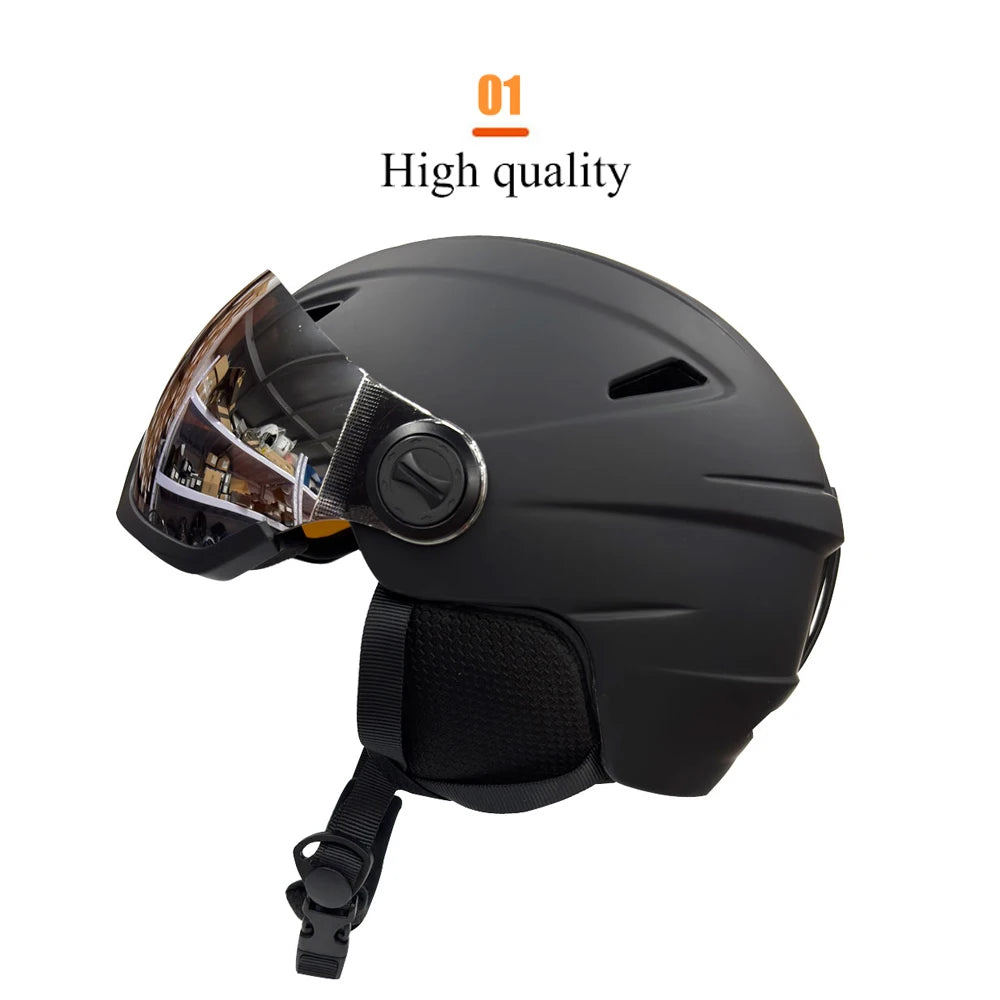 Professional Skiing Helmet with Goggles Integrally-Molded PC+EPS High-Quality Ski Helmet Outdoor Adult Sport Ski Snowboard Skateboard Helmets Winter Sport Accessories