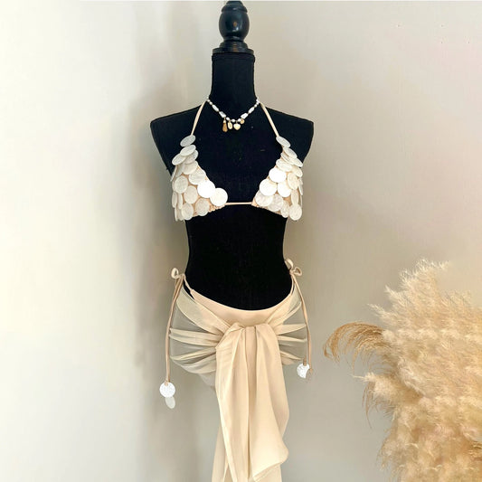 3 PCS Set 7 Types/Colors Shell Swimsuit Bikini with Skirt + Scarf Swimwear Swimsuit Women Separates Push Up Swimwear Swimsuit Bathing Suit