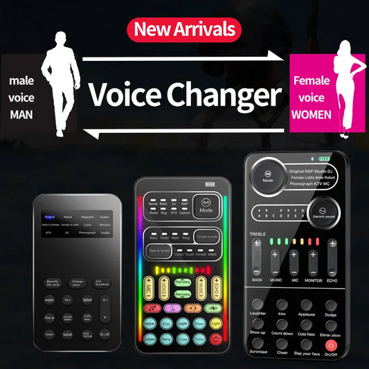 New Voice Changer Mini Portable 8 Voice Changing Modulator with Adjustable Voice Functions Phone Computer Sound Card Mic Tool