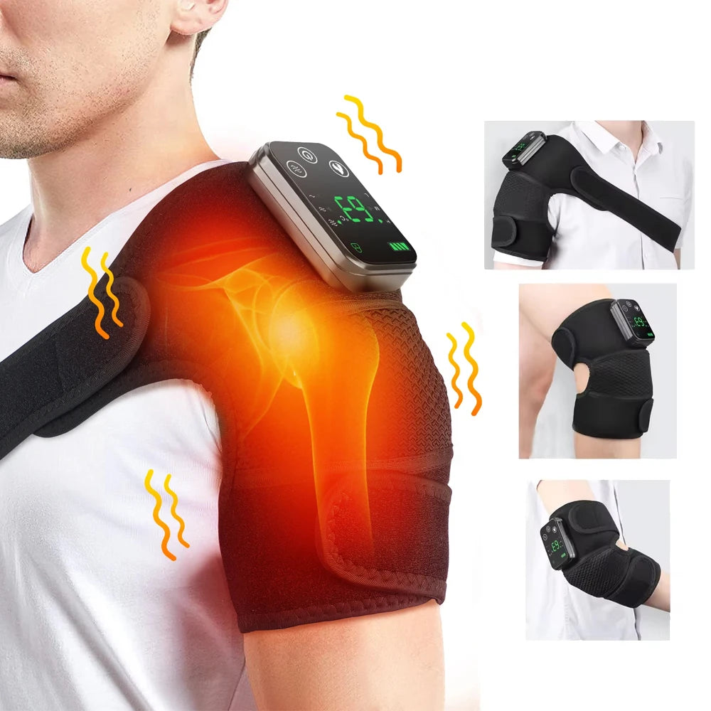 Electric APP Heating Shoulder Pain Relief Therapy Massage Heated Back Shoulder Brace Perfect For Cyclists Runners Adjustable Heating Shoulder Massage Belt For Arm Muscle Relaxation Sports Injuries