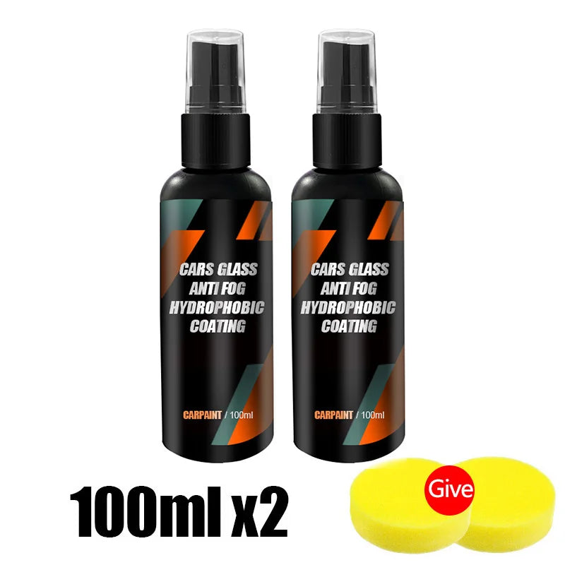 NEW 2 PCS Set Car Glass Defrost Anti-Rain Anti Iced  Water Spray Repellent Nano Coating Hydrophobic Waterproof Agent Oil Film Removing  Auto Glass Film Agent Car Accessories Cleaning Supplies