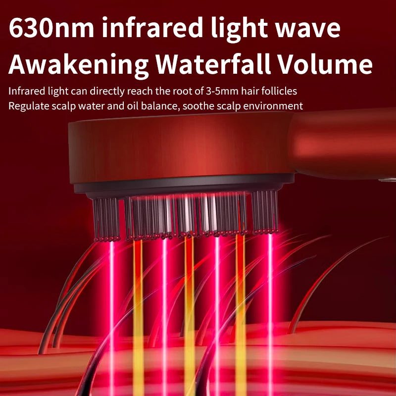 Electric Vibration Massage Comb Red Light Therapy Hair Growth Treatment Therapy Device Accessories Massage Scalp Brush Anti Hair Loss Liquid Oil Applicator Hair Care Supplies