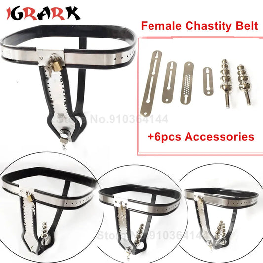 Adult Female Chastity Belt Metal Panties Sexy Leather Waistband Vagina Bdsm Bondage Restraint Adult Erotic Sex Toy for Women Underwear