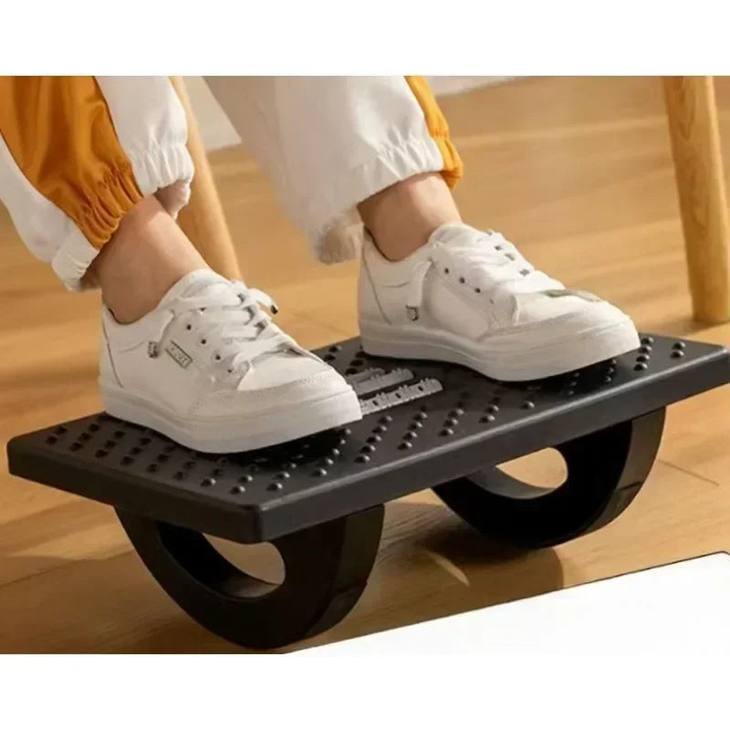 Black/White Color Home Office Work Computer Gaming  Footrest Under Desk Foot Stool Anti-Crossed Legs Semi-Circular Rocking Chair Anti-Slip Massage Roller Footrest Foot Stool