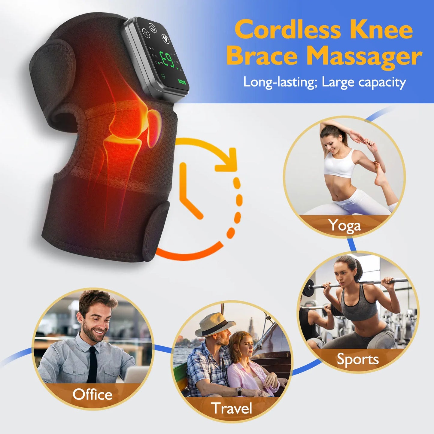 NEW 1-2 PCS Set 4000mAh Rechargeable Knee Massager 3 Gear Vibration Massage Adjustable Shoulder Brace Electric Heating Pads Leg Knee Warmer Health Care Supplies