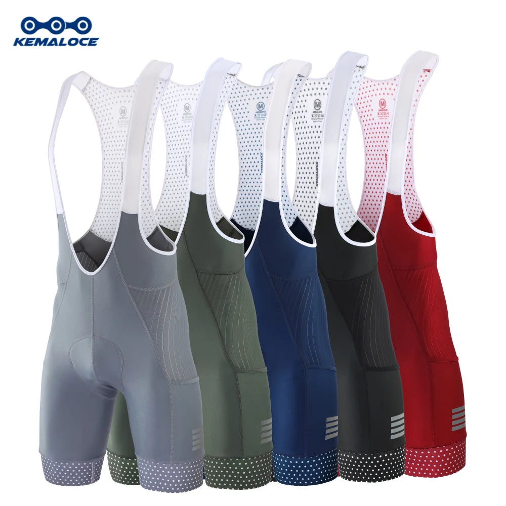 Cycling Shorts Blue&Grey&Green&Red 5D Gel Pad Bike Bib Shorts Reflective Breathable Mens Bike Knicker With Rear Pockets