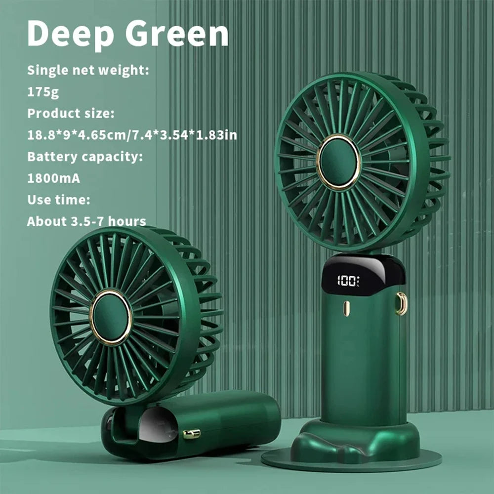 New Arrivals Powerful Wind Cooling Hand Mini USB Fan Portable 5 Speed Personal Pocket Rechargeable Handheld with Hook Outdoor Travel Air Cooling Fans