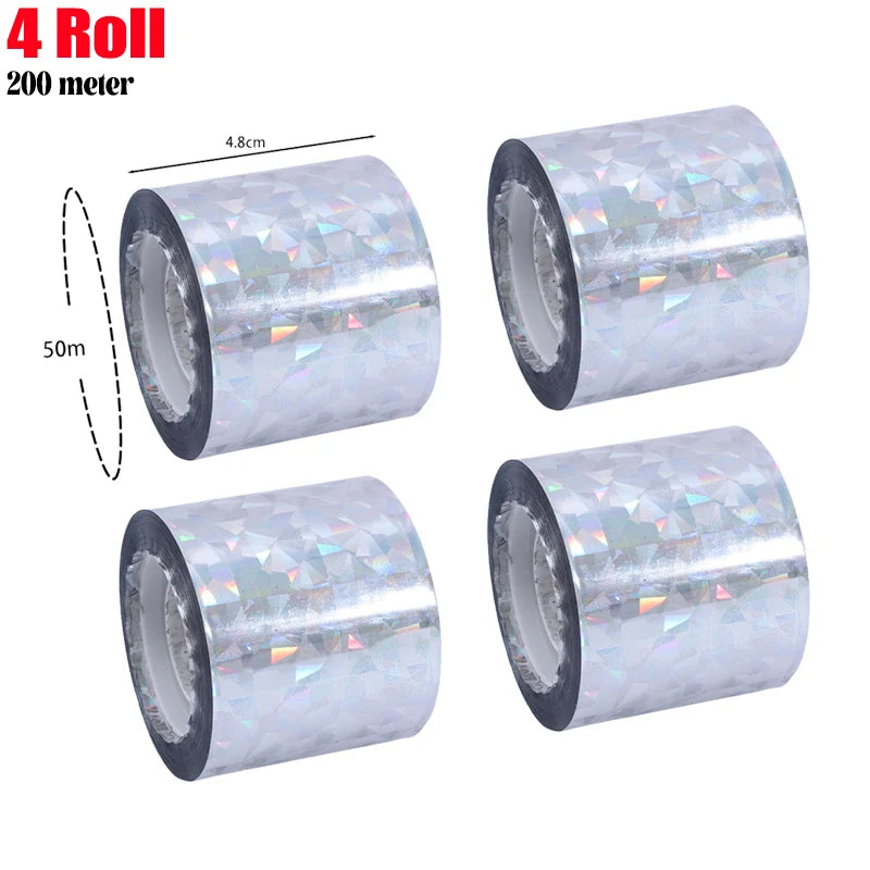 4 Rolls Set Protect your Garden Bird Scare Tape Anti Bird Flashing Reflective Ribbon Tapes Double-Sided Birds Repellent Keep Pigeons Away Garden Pest Control Home Garden Tools Sets