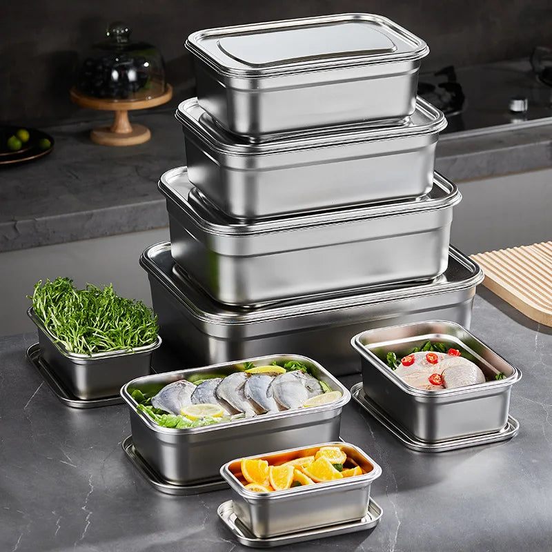 304 Stainless Steel Thermal  Insulation 100/1600/2500/3500/5300ml Top Quality Lunch Box Student Worker Portable Leak-Proof Fresh-keeping Sealed Box Food Storage Picnic Camping Barbeque Box Kitchenware Tools