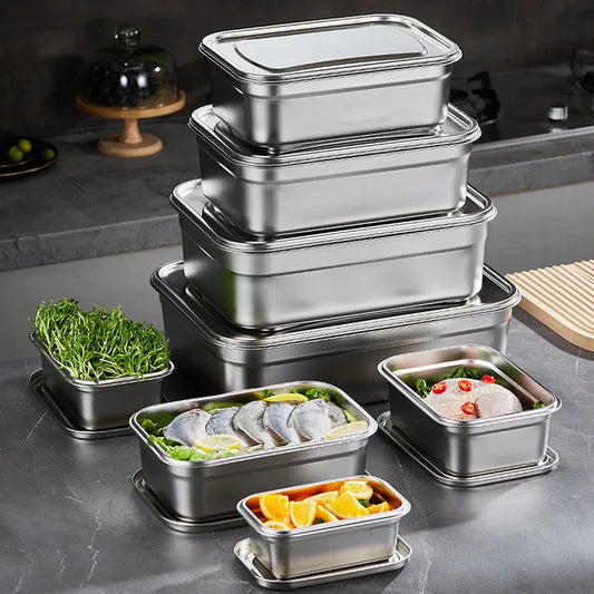 304 Stainless Steel Thermal  Insulation 100/1600/2500/3500/5300ml Top Quality Lunch Box Student Worker Portable Leak-Proof Fresh-keeping Sealed Box Food Storage Picnic Camping Barbeque Box Kitchenware Tools