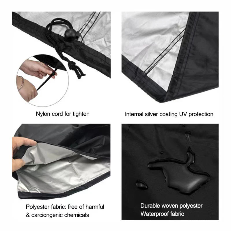 Grill Cover Waterproof BBQ Cover Outdoor BBQ Gas Grill Cover Barbecue Smoker Cover with Adjustable Hem Rope JT65