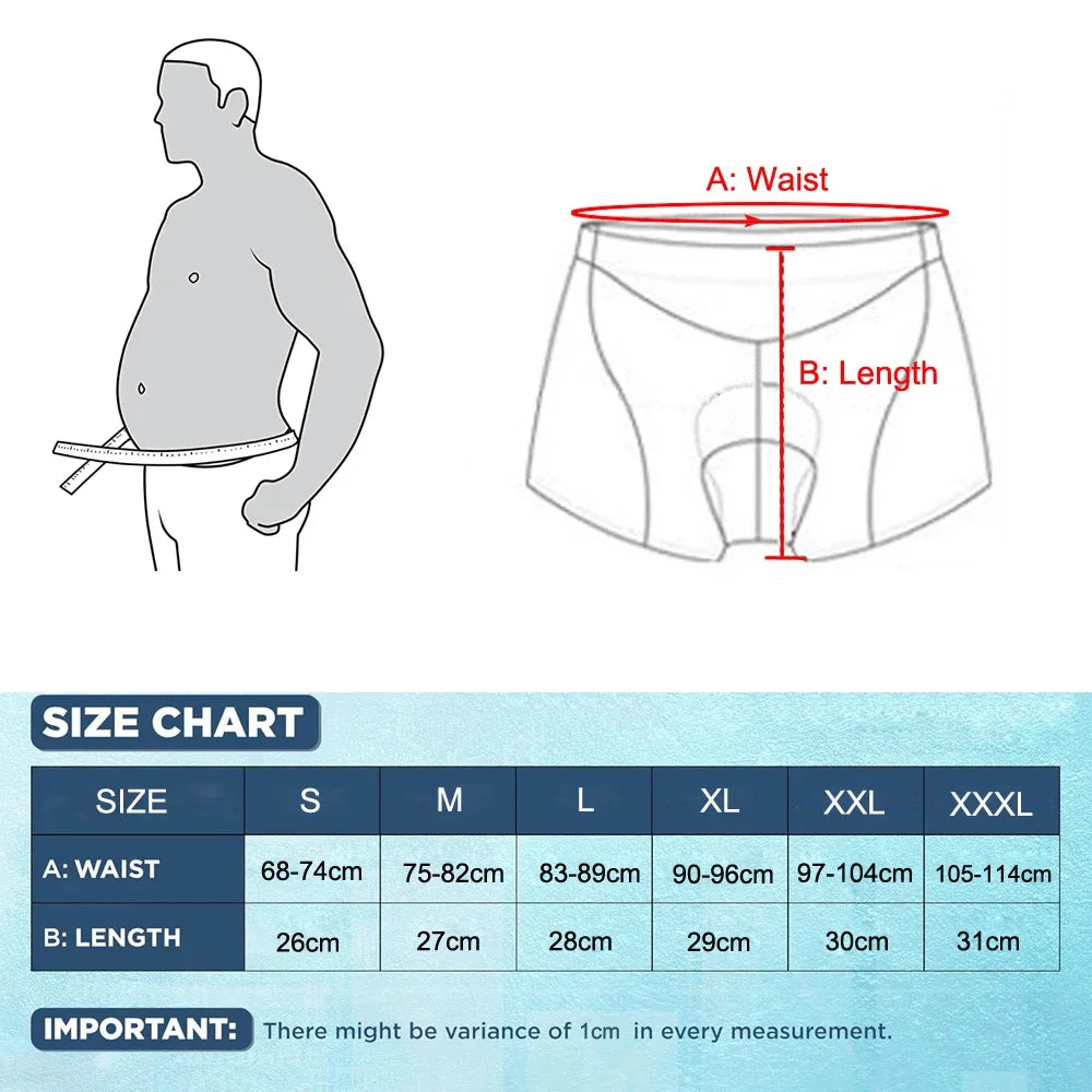 S-3XL Plus Size Cycling Underwear for Men, 4D Gel Padded Bike Bicycle Shorts Cycle Biking Riding Undershorts MTB Mountain Brief Sports Apparel Accessories