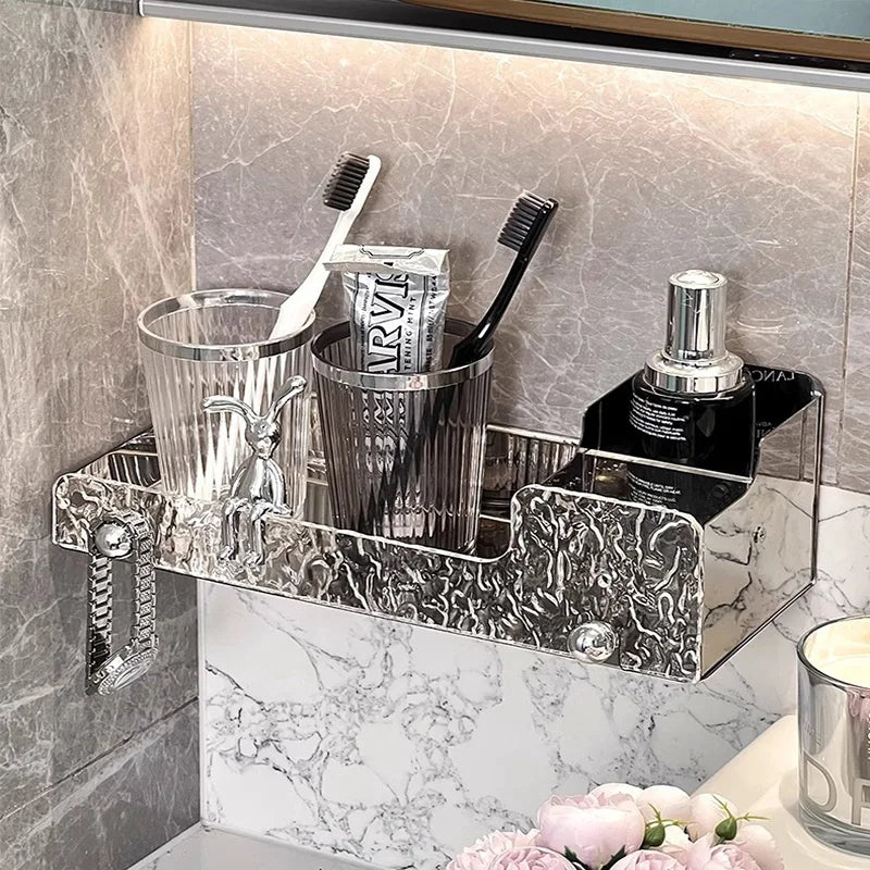Bathroom Shelf Faucet Shelf Flushless Acrylic Sink Cosmetic Organizer Wall Mounted Toilet Shampoo Toothbrush Organizer
