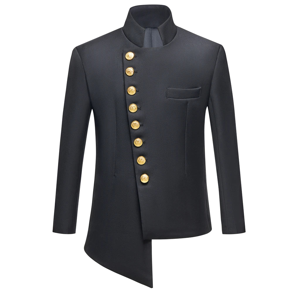 2 PCS Set 3Y-14Y Children Kids' Suit Set: Royal Blue/Black/White Color  Jacket with Gold Buttons & Pants, Wedding Guest Evening Birthday Party Formal Outfit for Boys