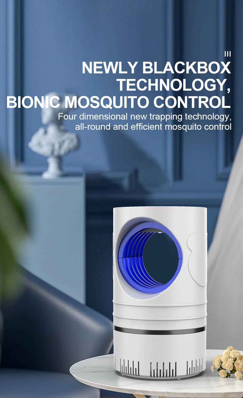 Outdoor Camping Beach Home Balcony Indoor Electric Fly Bug Mosquito Insect Wireless Killer LED Light Trap Control Lamp Small Pest with USB Power Supply and Adapter
