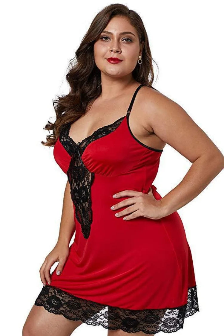NEW Arrivals S-8XL PLUS SIZE Red/Leopard/Purple/Black Spaghetti Straps Nightgown BBW Curvy Women Summer Lace Satin Sleepwear Sexy Nightdress Ladies Pajamas Home Wear Fashion  Clothes