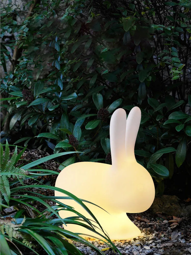 Home Villa Garden Lawn Rabbit Lamp LED Illuminated Remote Control Dimming USB Chargeable Outdoor Light Holiday Gift Indoor Stairway Children's Room Decoration Night Light.