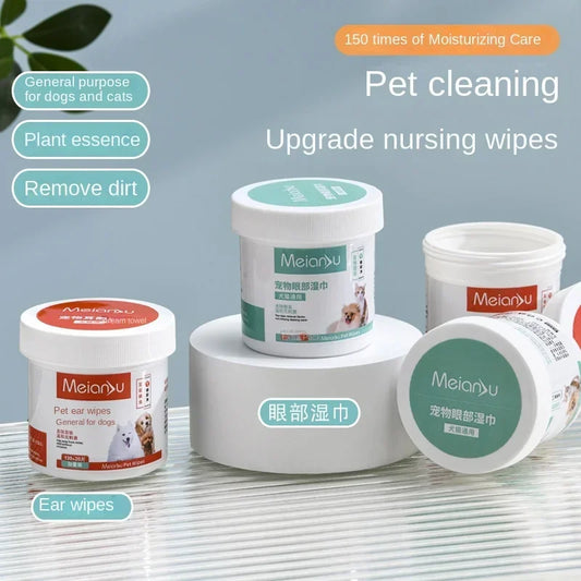 NEW Arrivals 5 Box Set  Pet Ears/Eyes Wipes, Dog and Cat Eye and Ear Cleaning and Stain Removal Wipes, Puppy and Kitten Grooming Wipes Pets Cleaning Supplies