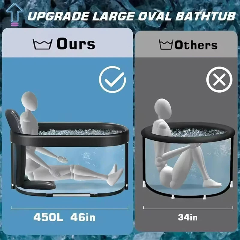 Full Set Large Capacity Portable Foldable Ice Bath Tub for Athletes Multiple Layered Portable Outdoor Cold Plunge Tub for Recovery, Cold Plunge Full Body Therapy Treatment