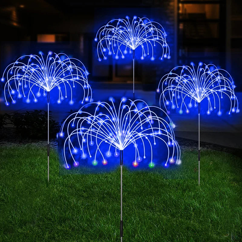 Christmas LED Solar Firework Lamp Outdoor Garden Decor Pathway Fairy Lights Waterproof Garden Courtyard Balcony Patio Lawn Solar Light Set New Year Eve Decoration Accessories Supplies