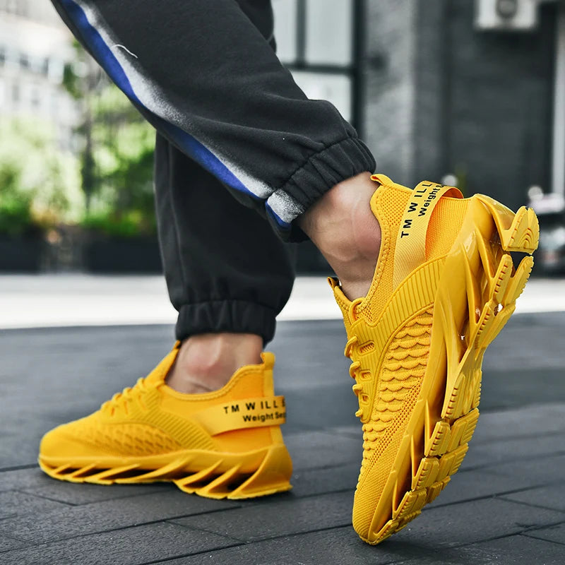 Hot Sale Fashion Yellow Casual Sneakers For Men Non-slip Breathable Man Running Shoes Platform Comfortable Men's Sports Shoes