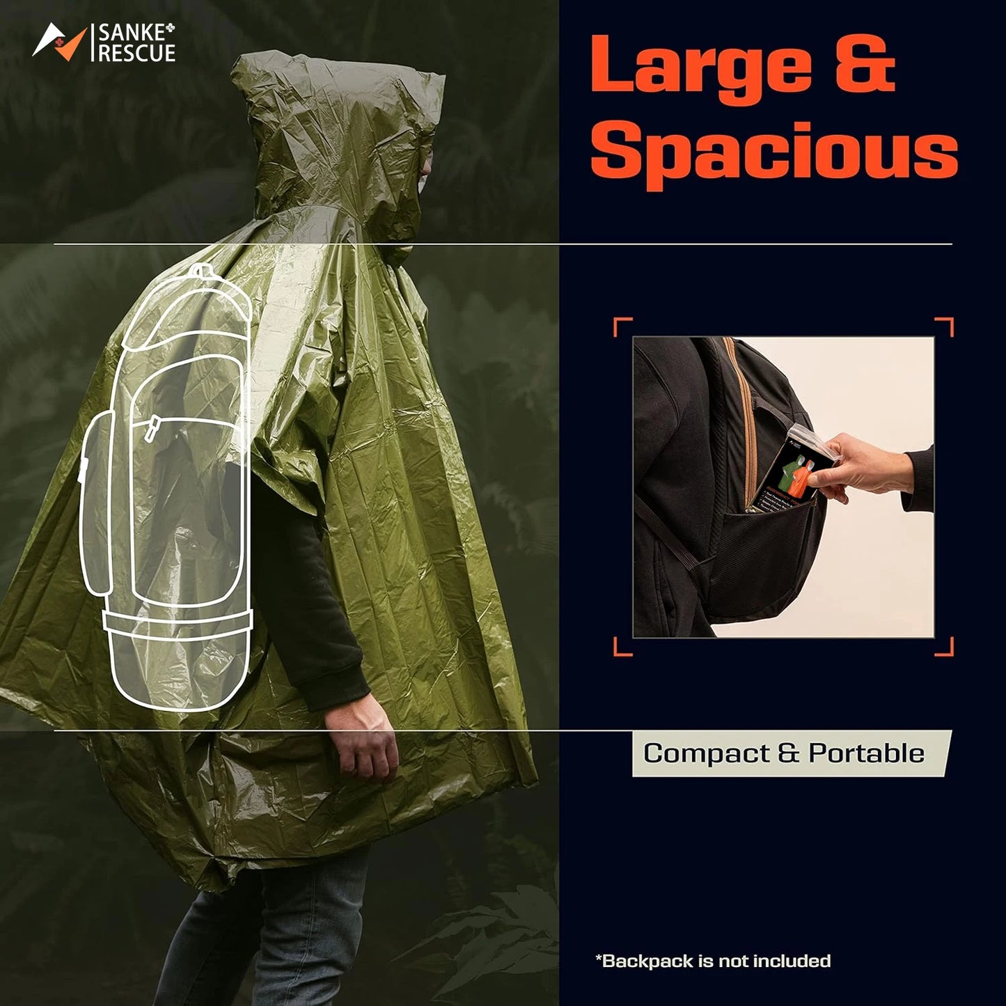 4 PCS Set Emergency Water Proof Raincoat Aluminum Film Disposable Poncho Cold Insulation Rainwear Blankets Survival Tool Camping Equipment