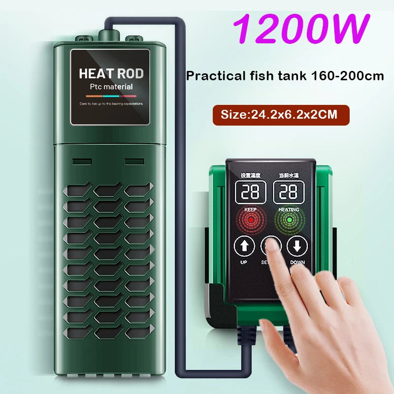 1200W Fish Tank Heater Aquarium Temperature Controller LED Digital Display Heating Rod Constant Temperature Accessories