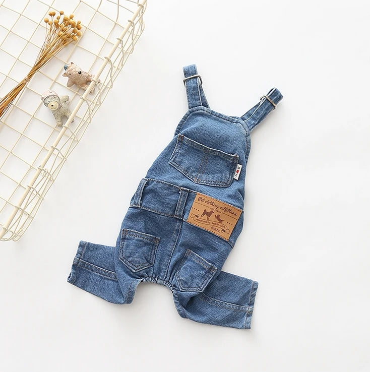 New Denim Pet Dog Overalls Spring Summer Puppy Vest Cowboy Dog Clothes Puppy Teddy Denim Costume Jacket