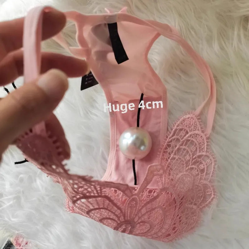 NEW Arrivals Pink/Black/Claret Color Pearl Panties, Enlarged Massage Beads, Sexy Thong, Tight Briefs Panties Women Sexy Hot  Crotchless  Thongs Women Sexy Underwear