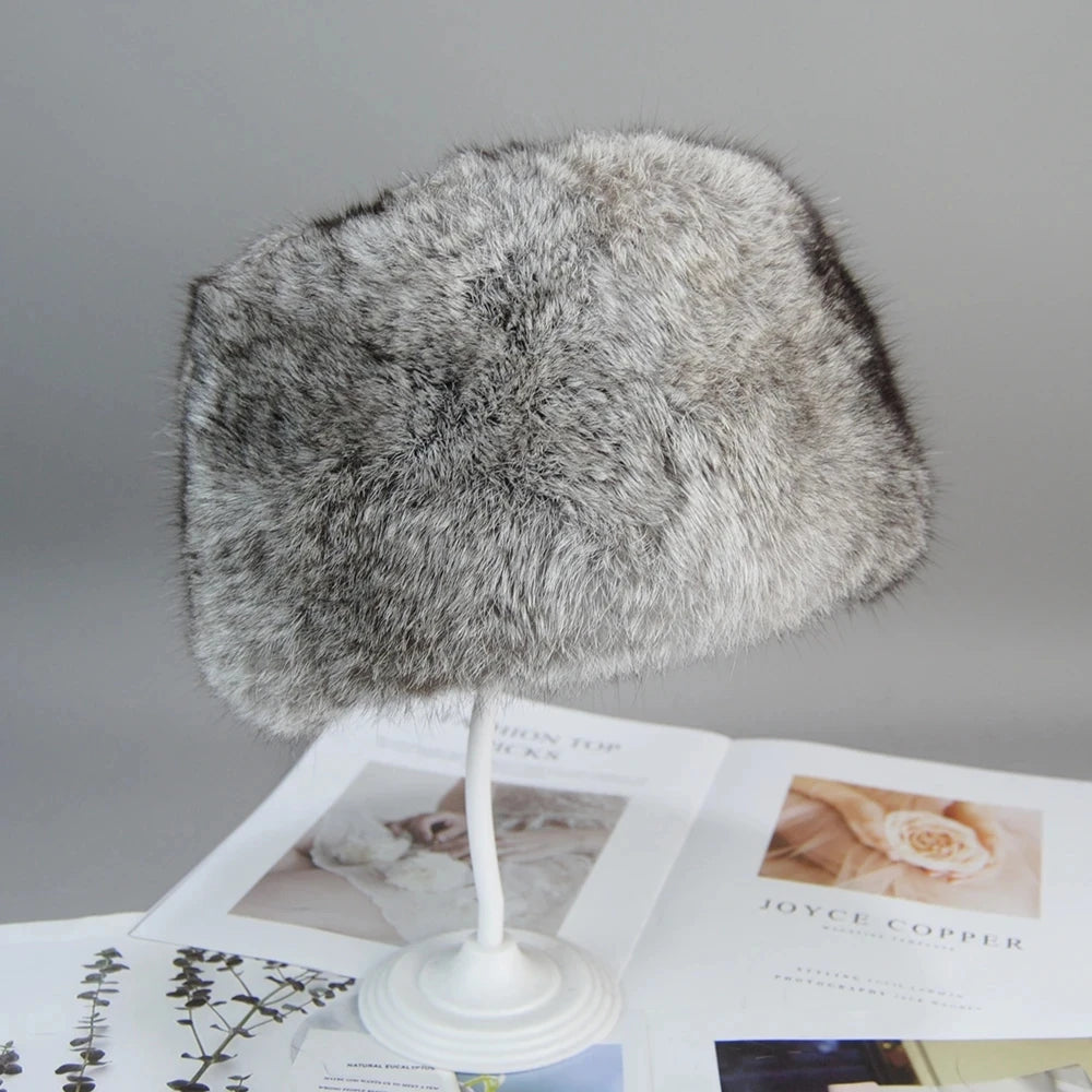BRAND NEW Siberian Style Women/Men  Luxury Real Rabbit  Fur Hat Winter Warm Snow Clothes Supplies Beanies Cap Head Ears Cover For Winter Warm Natural Real Russian Fur Headgear Female Ladies Luxury Fashion Clothing Accessories