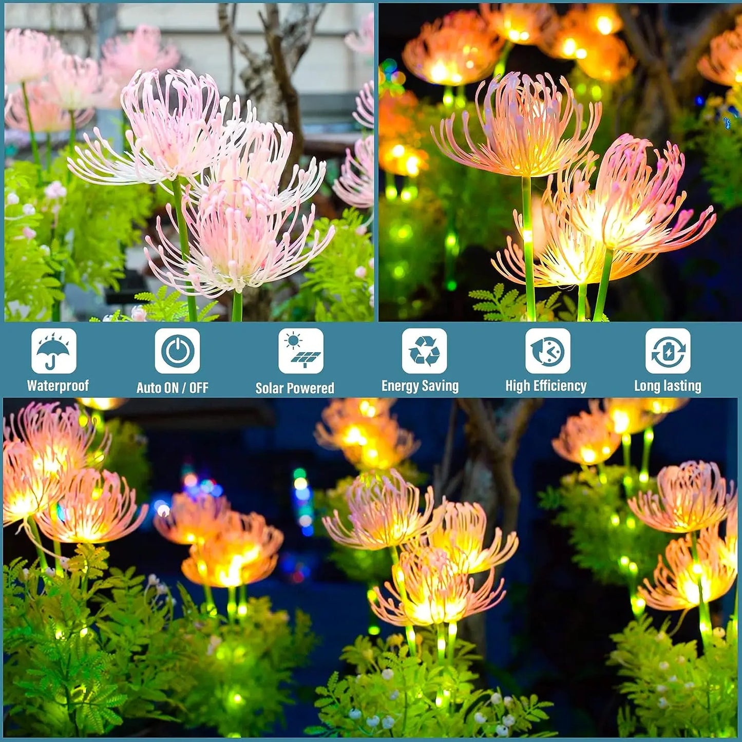 Solar Garden Lights Solar Flowers Lights Solar Lights Outdoor waterproof LED Fairy light for Garden Holiday Christmas Party Yard