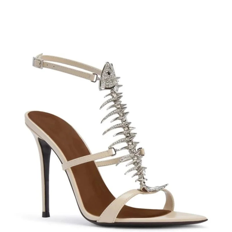 Just Arrived 4 Colors New Fishbone Rhinestones Luxury Sandals For Women Dance Evening Party Pointed Toe Stiletto Nightclub Wedding Banquet T-Strap Modern Sandals