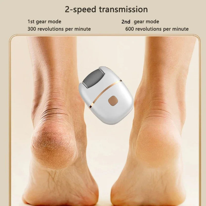 NEW 1 PC Electric Foot Grinder, Rechargeable Thick Leather Polishing Foot Grinder, and 2 Different Thickness Grinding Heads Callus Remover Device Pedicure Accessories