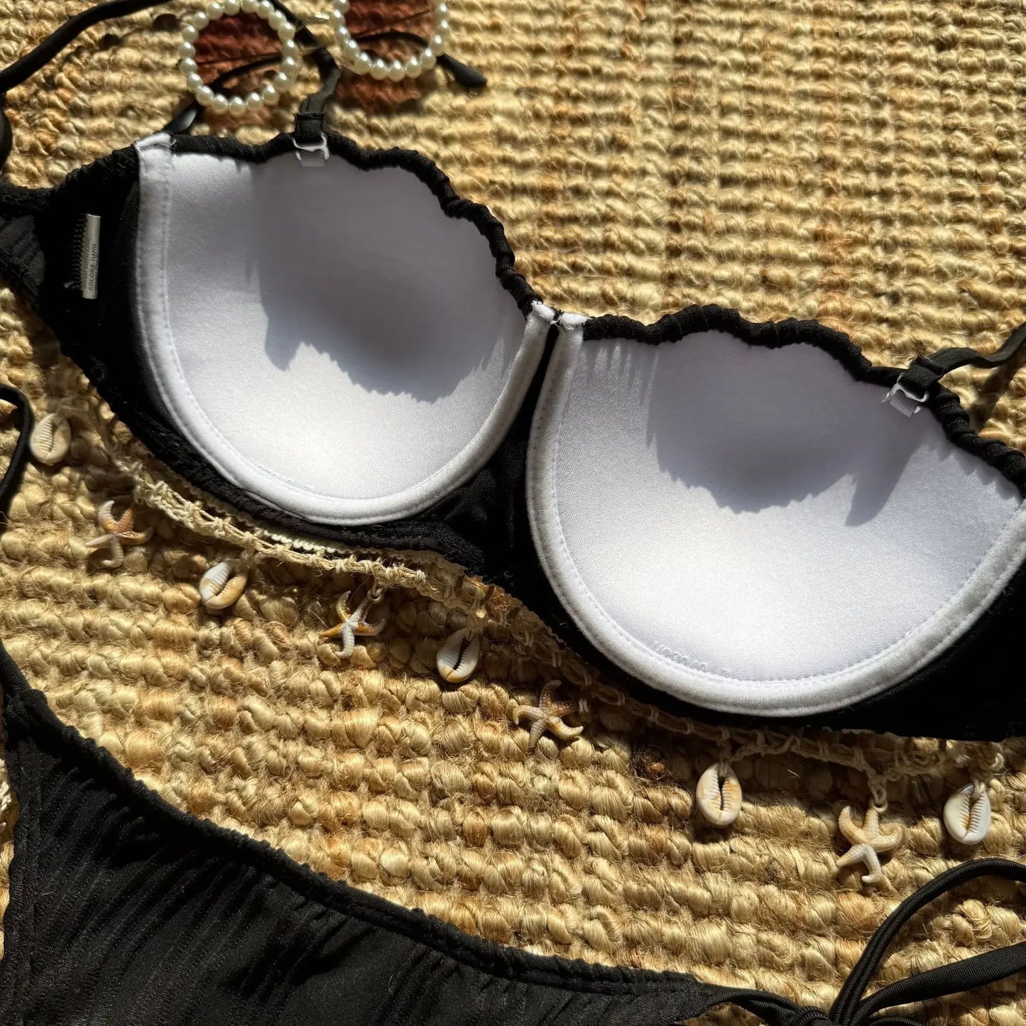 NEW 5 Colors UK Size Shell Scalloped Wrinkled Underwired Bra Cup Bikini Female Swimsuit Women Swimwear 2PCS Bikini Set Push Up Ladies Bathing Suit