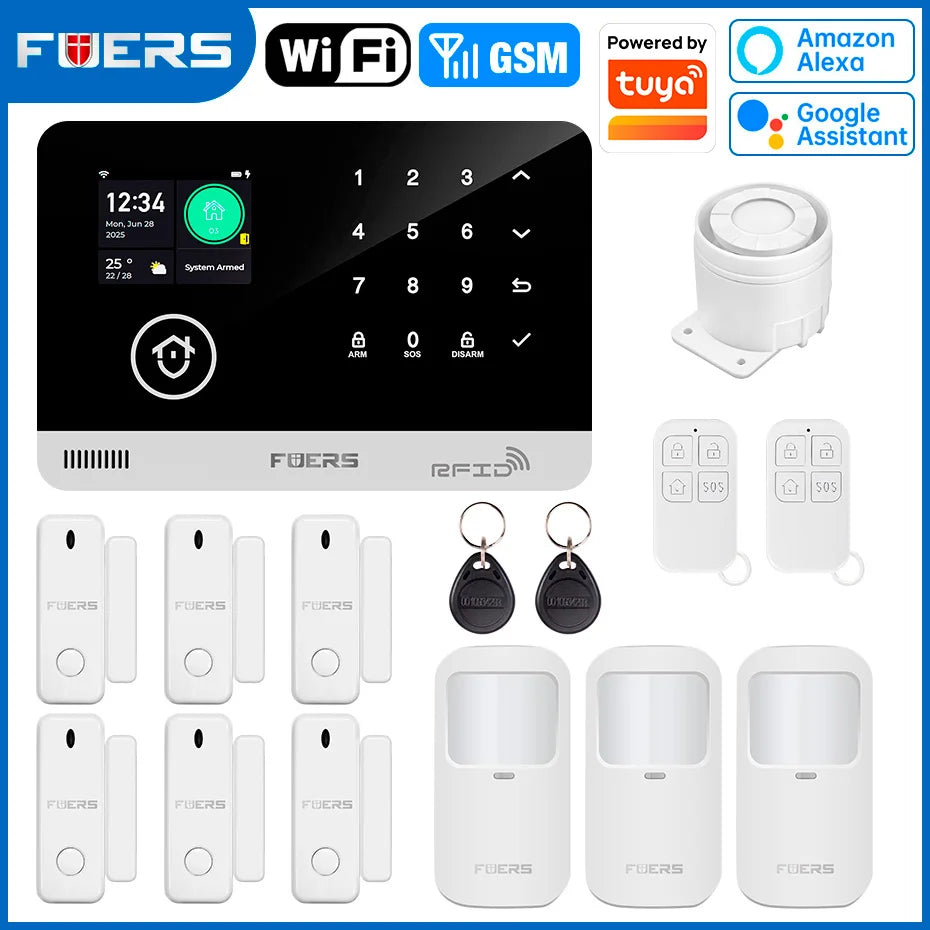 Just Arrived Upgraded 13 Languages Alarm System for Home Office Shops TUYA Smart WI-FI GSM Security Alarm Host with Doors Windows Motion Sensor Smart App Control Work Google Alexa Amazon Voice Support Security Supplies