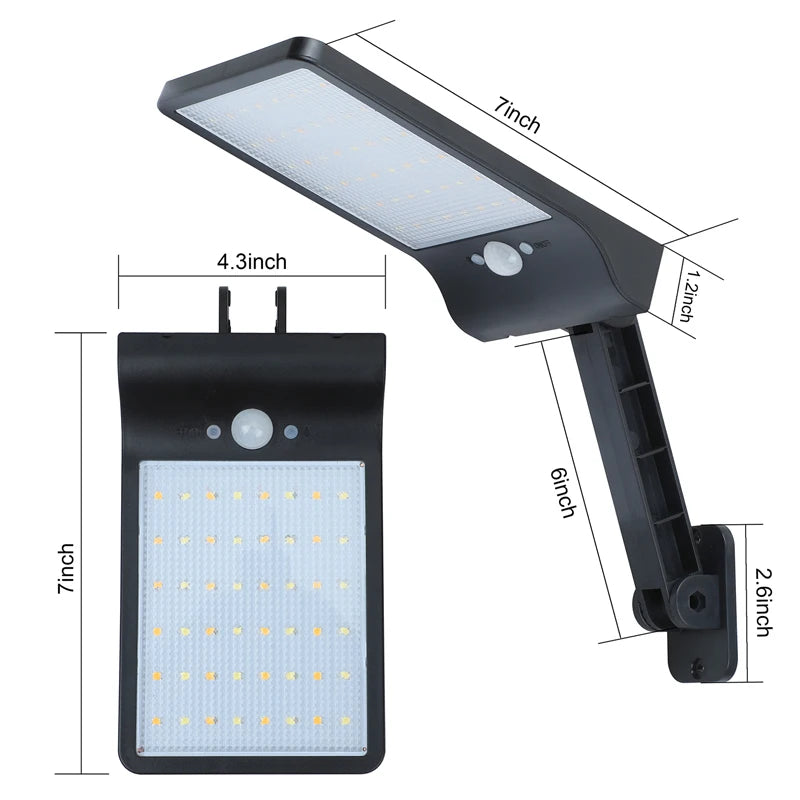 1-2 PCS Set  450 LM 48 LED Solar Power Street Light PIR Motion Sensor Wall Lamp Outdoor Waterproof Remote Control Rotate Bracket Garden Emergency Lights