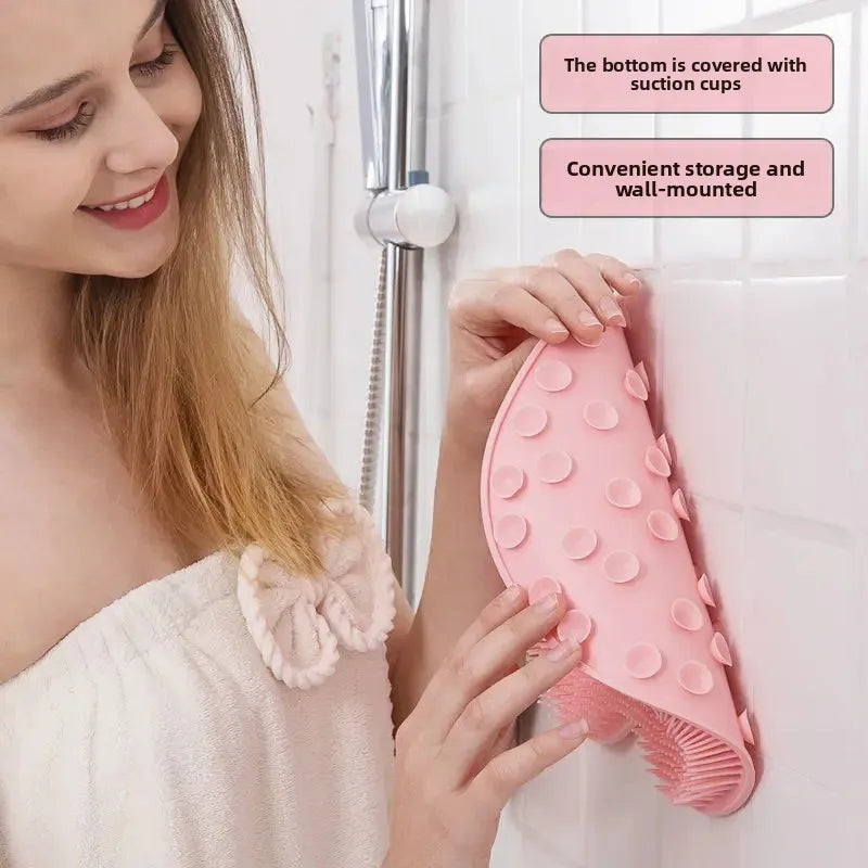 NEW Arrivals 5 Colors Lazy Person Back Scrubbing Bath Brush Silicone Massage Foot Cleaning Wall Mounted Back Rubbing Brush Bathroom Accessories