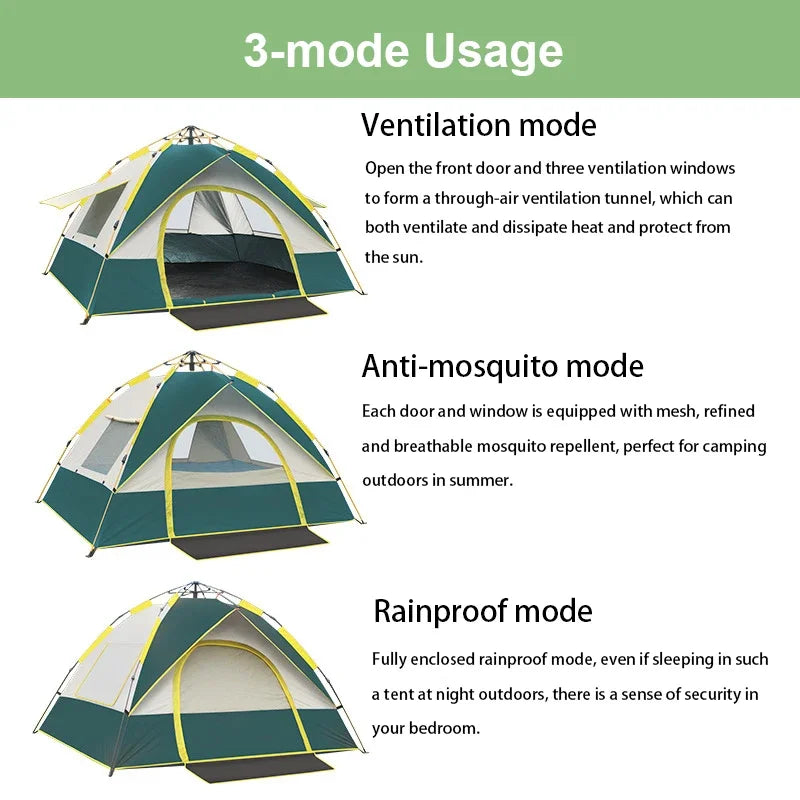 NEW 1-2-3-4 Person Travel Family Rainproof Windproof 1-4 Person Fully Automatic Tent Camping Sunshade Awning  Shelter Beach Easy Open Hiking Tents