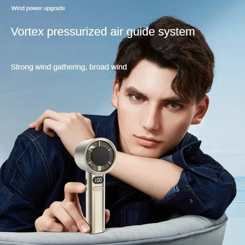 NEW Arrivals Powerful Portable Handheld Fan , 120 Wind Speeds, Digital Display Mini Bladeless Outdoor Travel Beach Camping Hiking Handheld Fan, USB Rechargeable Personal Highspeed Fans, Electric Eyelash Fan