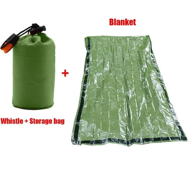 2 Person Emergency Shelter Survival Tent Kit Mylar Tube Tent Sleeping Bag Waterproof Outdoor SOS Thermal Blanket Reusable Travel Camping Survival Supplies