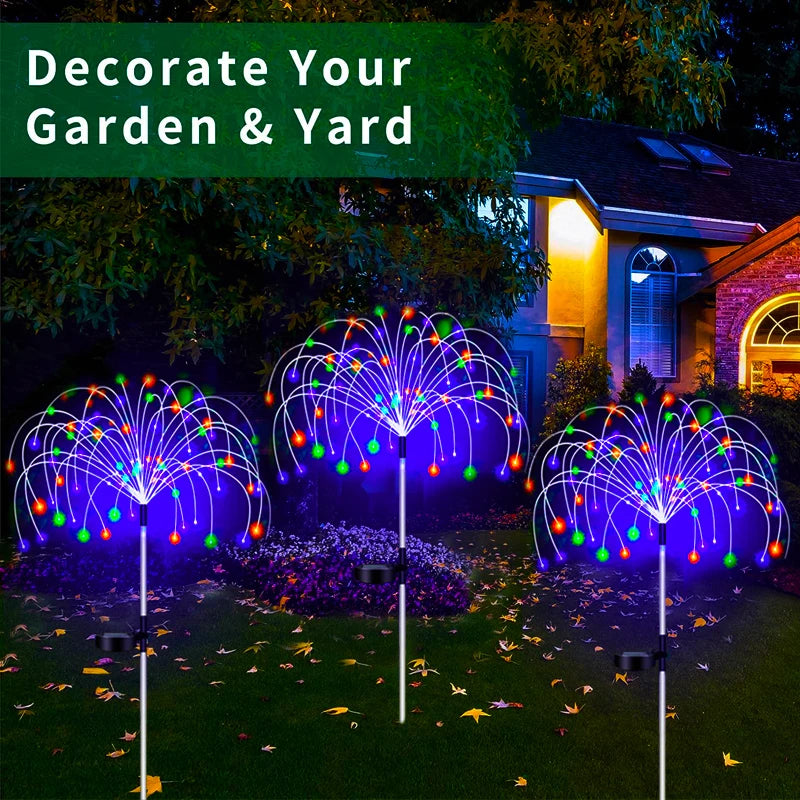 Christmas LED Solar Firework Lamp Outdoor Garden Decor Pathway Fairy Lights Waterproof Garden Courtyard Balcony Patio Lawn Solar Light Set New Year Eve Decoration Accessories Supplies