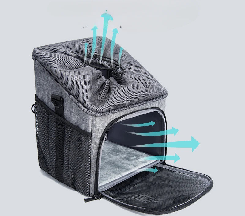Dog Bike Basket Carrier Pet Bicycle Front Carrier Backpack for Bike Riding Foldable Removable Pet Travel Bag for Cats Small Dogs
