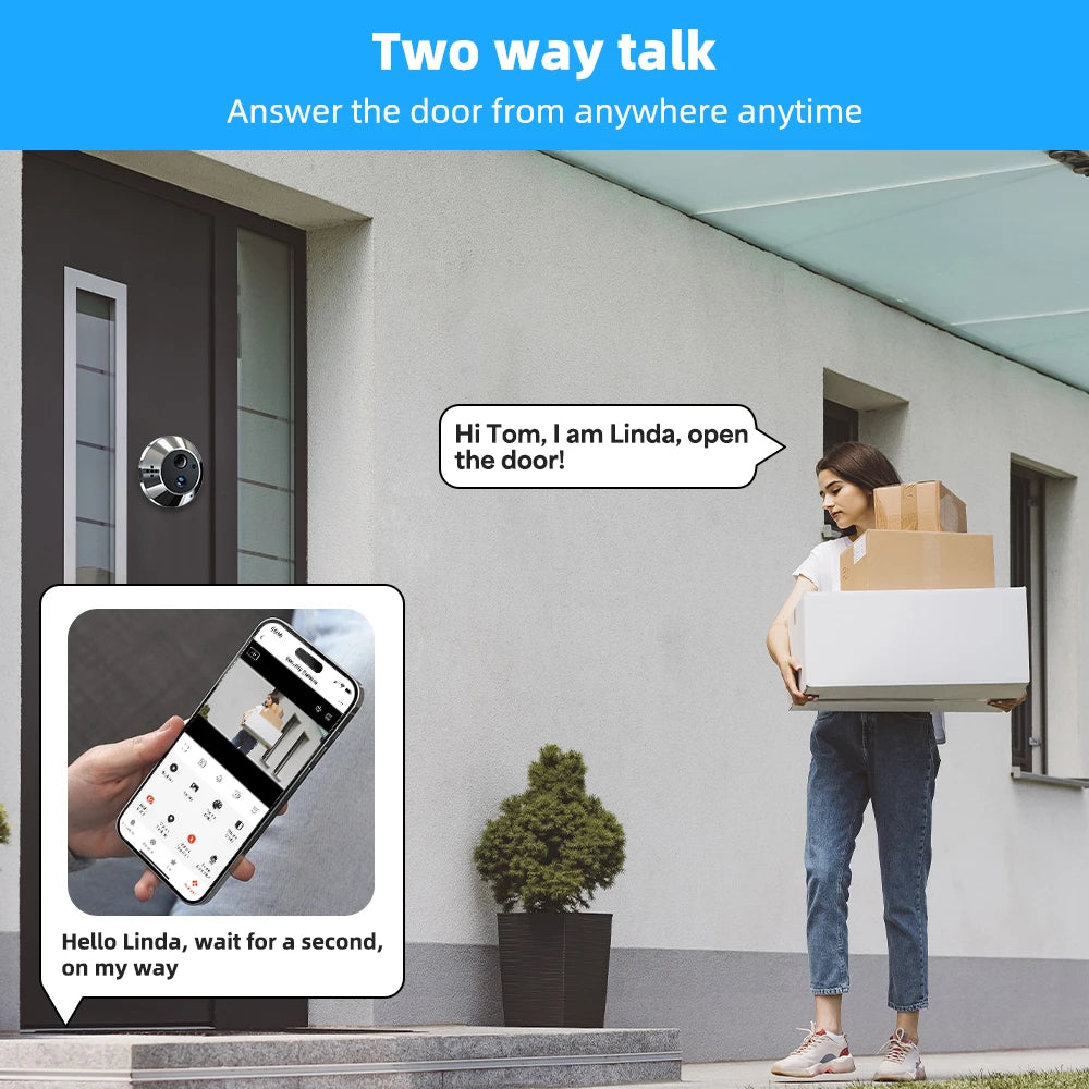 NEW Arrivals Alexa Google Two Way Audio 3MP TUYA  Smart Life APP 2.4Ghz 128G Wi-Fi Digital Magic Eye Door Viewer Battery Peephole Camera 4.3inch Screen Monitor Home Office Security Supplies