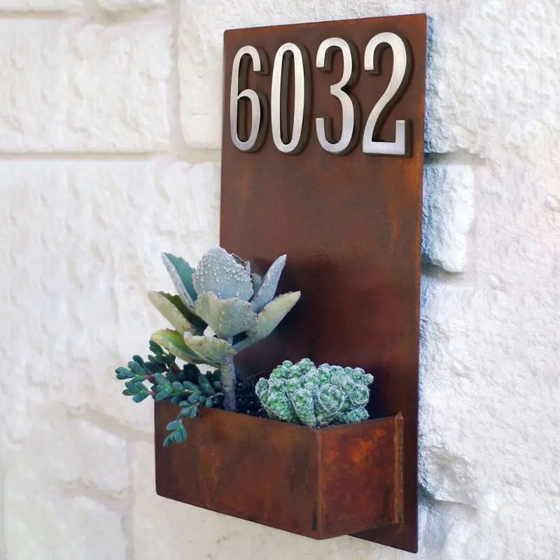 1pc 4" 101mm Self-adhesive House Number Silver/Vintage Zinc Alloy Numbers Mailbox Address Sign Outdoor House Number #0-9